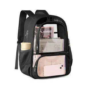 TransparentBackpack,Fabric&PVC,UnisexHeavy-DutySpaciousClearBookbag,Backtoschoolgift,forSchool,Travel,Concerts,Vacation,Security