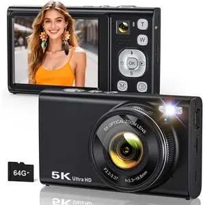 5K Digital Camera for Photography with 6X Optical Zoom, Autofocus 96MP Vlogging Camera for YouTube Video with Dual-Lens, Compact Point and Shoot Travel Cameras for Beginners with 64GB Card & Flash