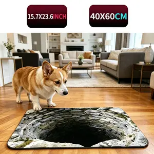 3D Optical Illusion Floor Mat—Featuring a unique style and a non-slip, wear-resistant rug design, this washable mat is suitable for use in the kitchen, living room, and laundry room.