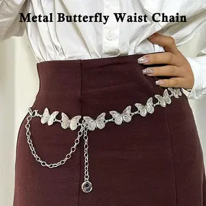 1 Count Boho Butterfly Waist Chain for Women, Ethnic Tassel Belt with Vintage Butterfly Design for Party Jewelry