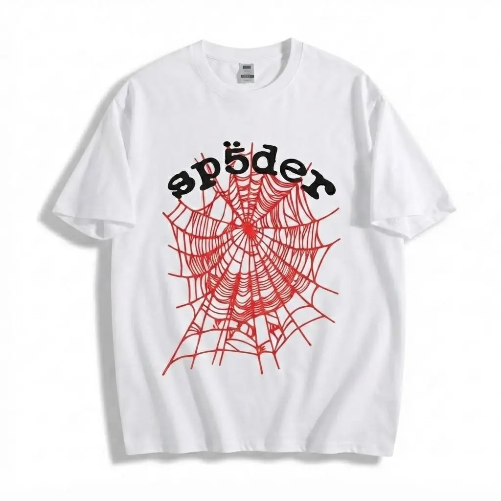 Men's Gothic Web Graphic Cotton T-Shirt - Retro Dark Style, Classic Short-Sleeve Seamless Tops