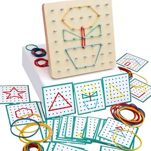 Wooden Nail Board Color Box Set, Shape Sorter, Shape Recognition, Logic Thinking, Focus, Creativity, Fine Motor Skills, Educational Toy for Kids