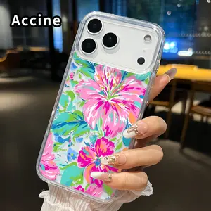 Magnetic Phone Case for iPhone 17 16  Pro Max Plus 15 14 13 12 11 Air E Floral Color Symphony  Printed Clear Acrylic All Coverage Cover Support Wireless Charging