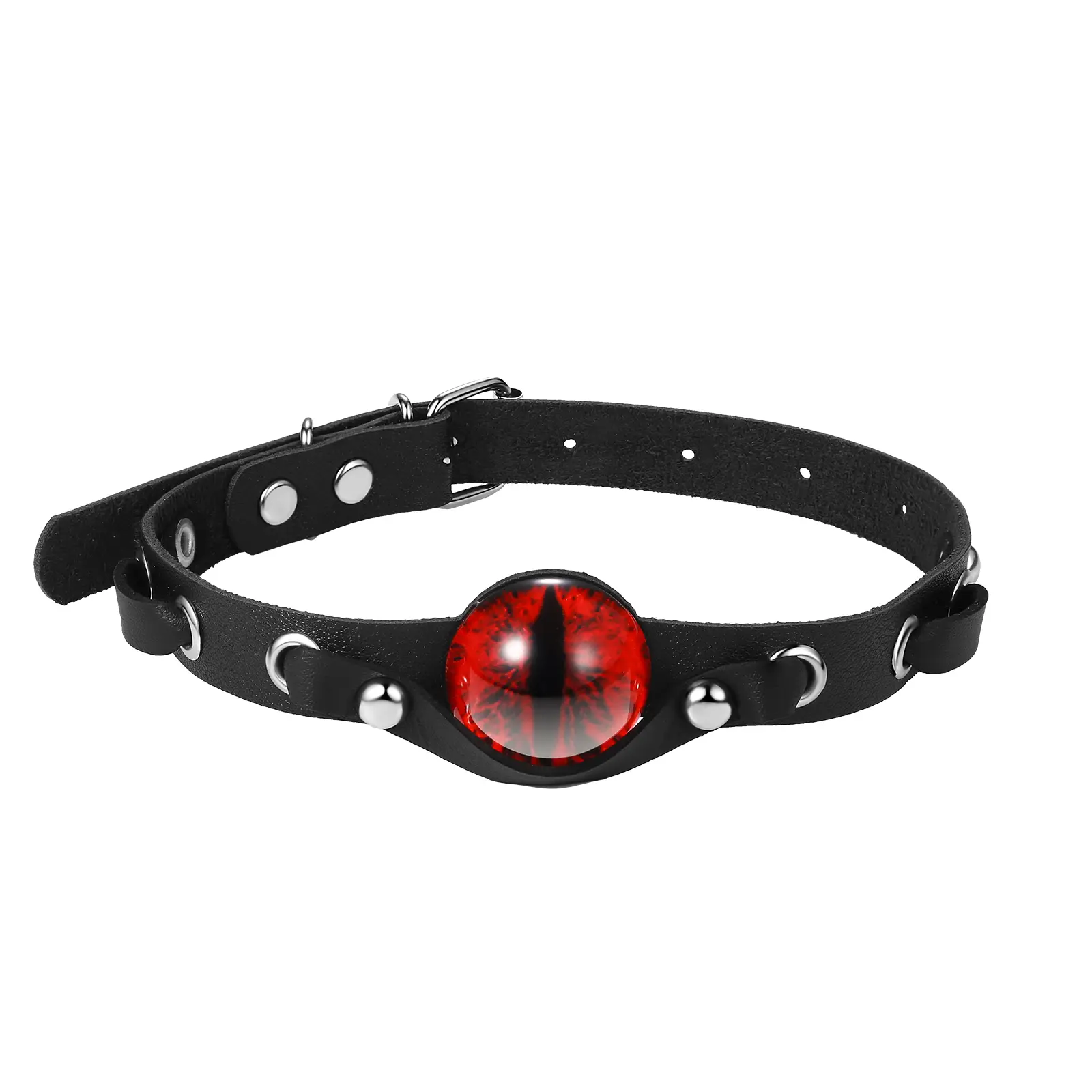 OIDEA Gothic Necklaces with Evil Eye Aesthetic, Hardcore Punk Leather Collar, Statement Devil Design Jewelry for Alternative Fashion