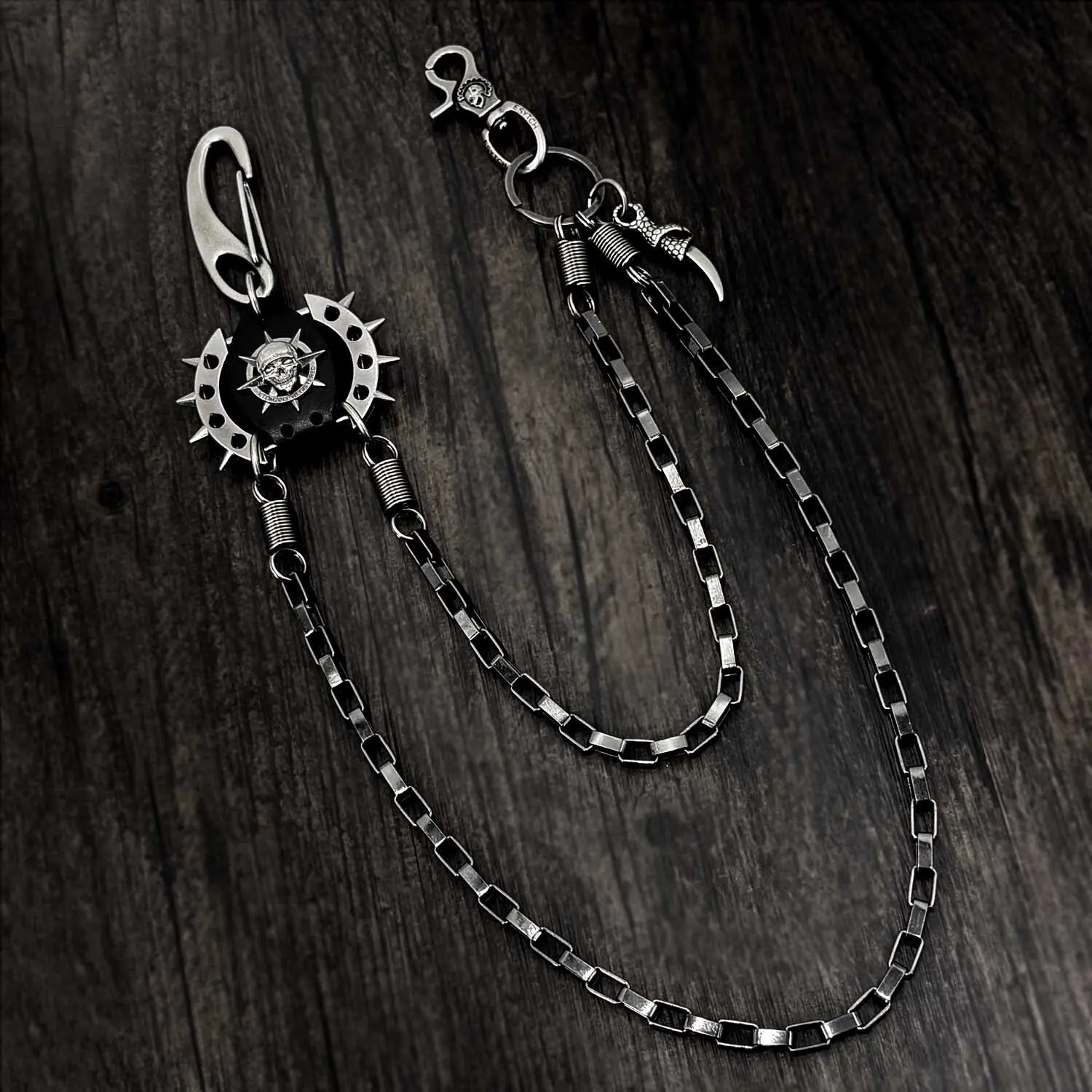 Skull Punk Hip Hop Eagle Catching Double Chain Rivet Chain Wallet Chain Men
