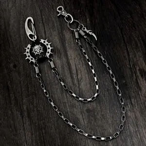 Skull Punk Hip Hop Eagle Catching Double Chain Rivet Chain Wallet Chain Men