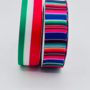 7/8 ,3/5 ,1.5”Sarape Ribbons 25 Yards Ribbons for Elegant Floral single Face, grosgrain