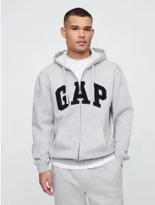 Gap Men and Women Relaxed Logo Zip Hoodie Sweatshirt - Winter Fitted Long Sleeve Casual Sports Cotton Blend with Front Pockets