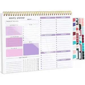 Weekly  Notepad, 8.5''x11'' Weekly Desk Planner with 52  Off Sheets Undated Weekly Planner Habit  & Productivity Organizer for Home School and Work, Purple