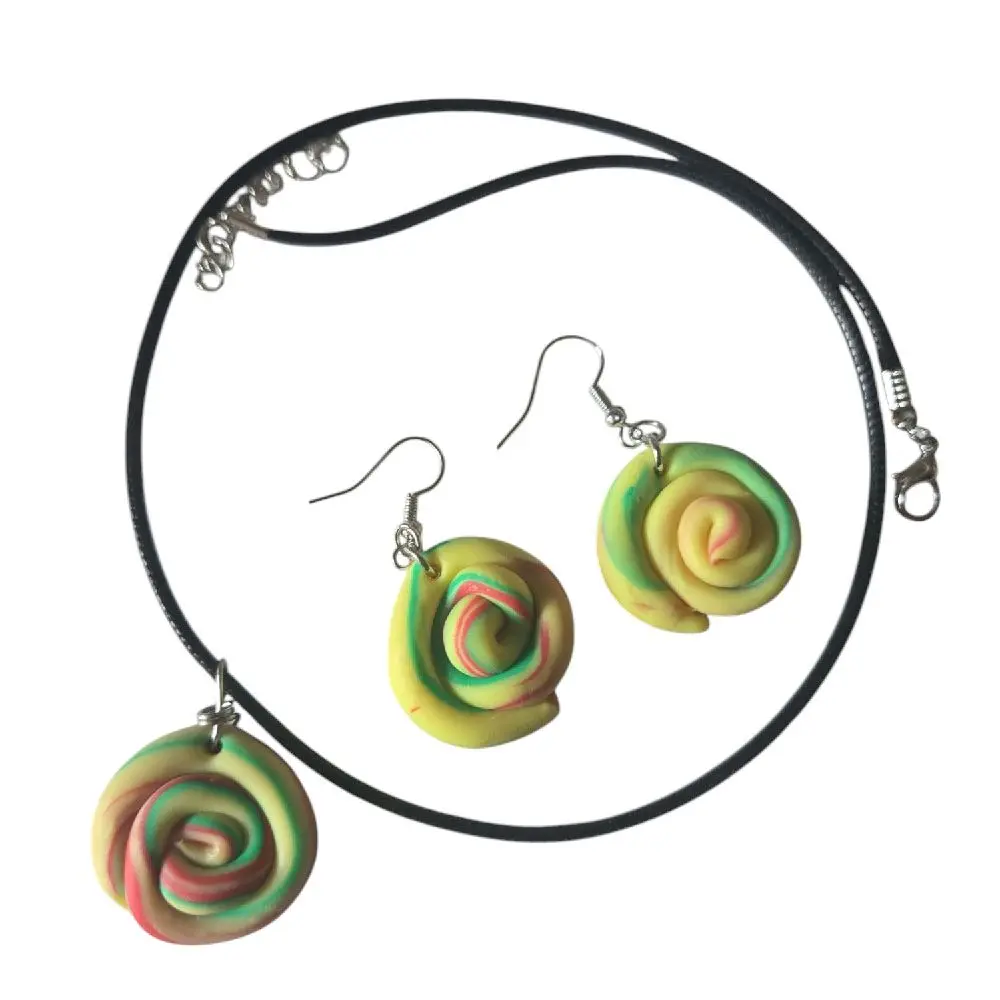 Custom Make Twist Roll Candy Jewelry Sets with Earrings and Necklace - Elegant Design for Everyday Wear, Choose Your Color Options