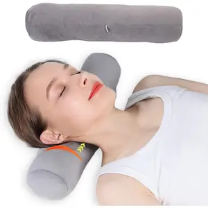 Health Cervical Neck Roll, Comfortable and Highly Resilient Bolster Pillows, Round Neck Pillows Support for Sleeping | Large Size Bolster Pillow for Bed, Legs, Back and Yoga (Grey)