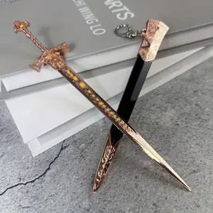 21cm 6.3inch Mini Metal Katana Figurine Model Anime Steel Damascus Sword Small Ninja Knife Blade Real Size Japanese Katana Original Samurai Sabre Figure Model Gift