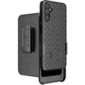 Case with Clip for Galaxy A14 5G (2023), Nakedcellphone Slim Hard Shell Phone Cover with Kickstand and [Rotating/Ratchet] Belt Hip Holster Combo for Samsung SM-A146
