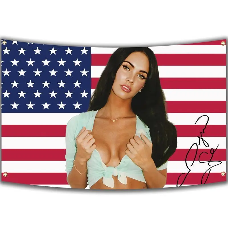 Megan Fox Themed Large-Scale Wall Tapestry, 40x60in Rectangular Fabric Wall Hanging, USA Flag Decor for Indoors, Home & Back to School Room Decoration