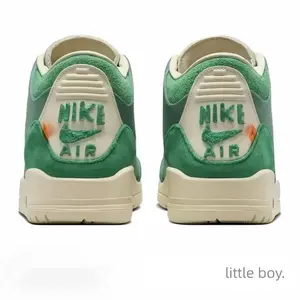 Collectible Retro Forest Green Mid-Top Sneakers - Canvas & Suede Mix, Orange Accents for Streetwear