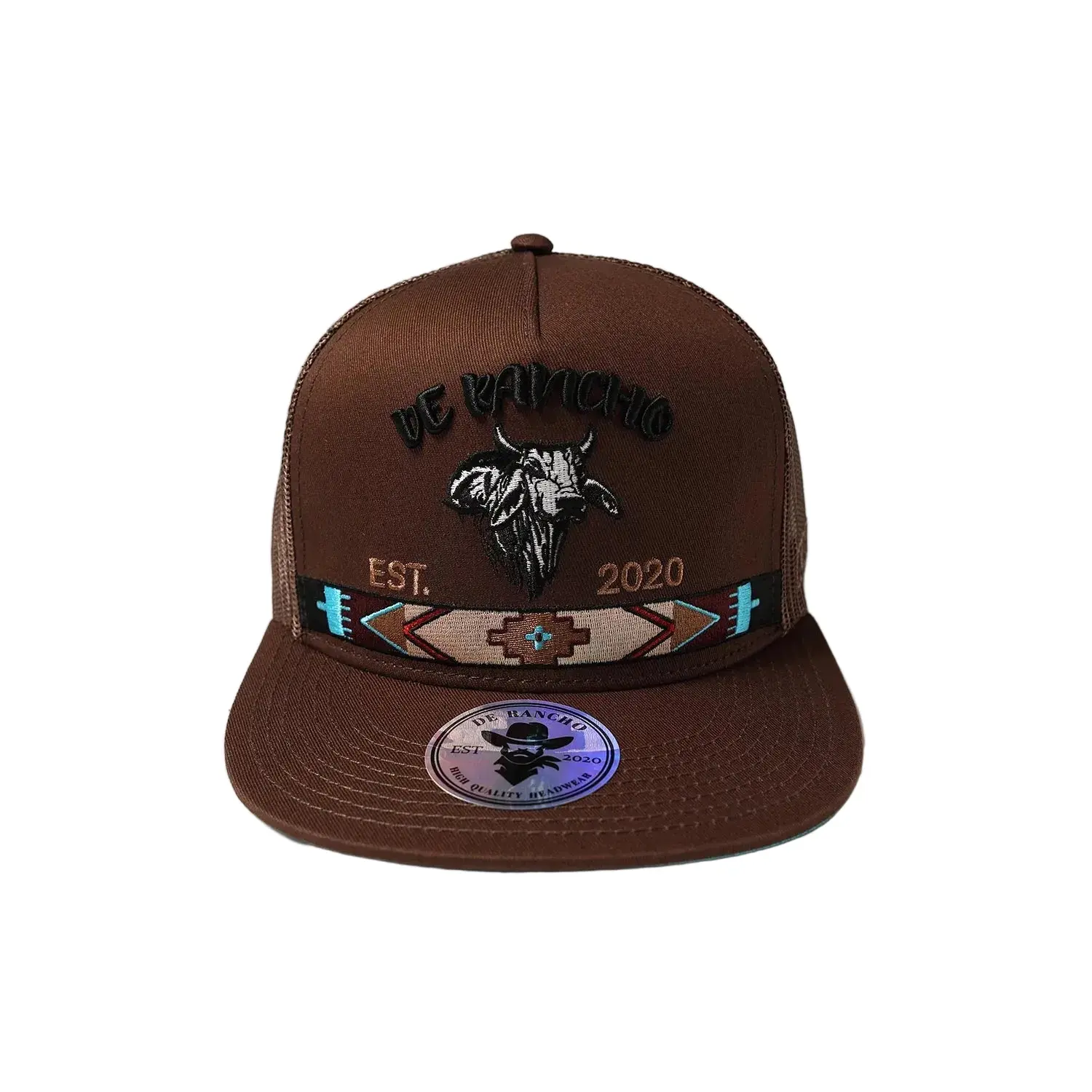 DE RANCHO Unisex Casual Bull Horn-Aztec Western Cap