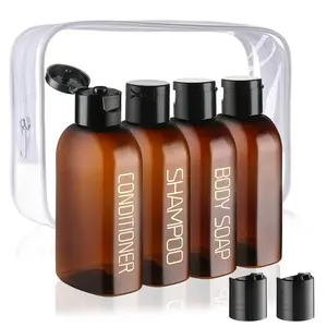 Travel Bottles for Toiletries 4 count 3.4oz Travel Shampoo and Conditioner Bottles TSA Approved Travel Size Containers Leak Proof Small Plastic Squeeze Bottles with Flip Cap