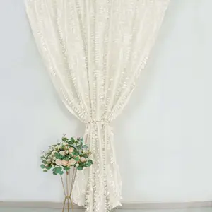 Ivory 3D Leaf Petal Taffeta Backdrop Drape Curtain, Photo Booth Event Divider Panel With Rod Pocket - 8ftx8ft