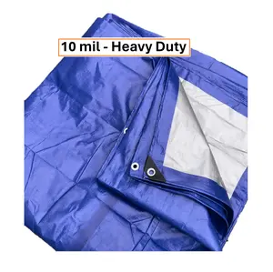 B-USA Tarps Blue Green with Silver back 10 x 20 x 30, 12 x 24 Durable thick heavyduty waterproof ground cover outdoor, camping shelter, large threaded edges reinforced corners Pack