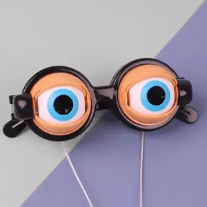 Adult Funny Crazy Eye Gag Glasses - Sliding Rope Control Moving Eye Prank, Slapping Mouth Mechanism, Ideal for Halloween, New Year Pranks, Funny Gifts