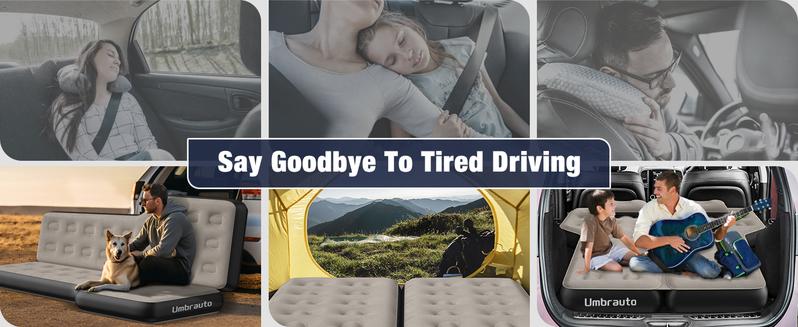 Umbrauto Heavy-Duty SUV Air Mattress w/Quick-Inflate Car Pump| Durable 2-Chamber Inflatable Van Sleeping Bed for Camping & Travel, Leakproof PVC, Flocked Top