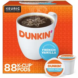 Dunkin' French Vanilla Coffee, K-Cup Pods, Medium Roast, 22/Box, 4 Boxes/Carton