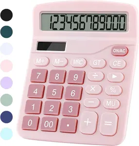 Office Desk Calculator, Cute Calculator for , Basic Calculators Desktop, Dual Power Simple Financial Calculator with Big Button Large Display for Office Home and School (Pink)