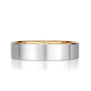 Men's Two-Tone Satin Finish Wedding Band in Platinum 5.5mm