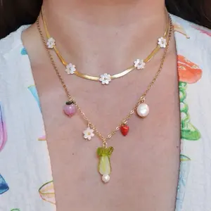 Handmade Bok Choy Charm Necklace, Fruit charm necklace, whimsical necklace, dainty charm necklace, layering necklace