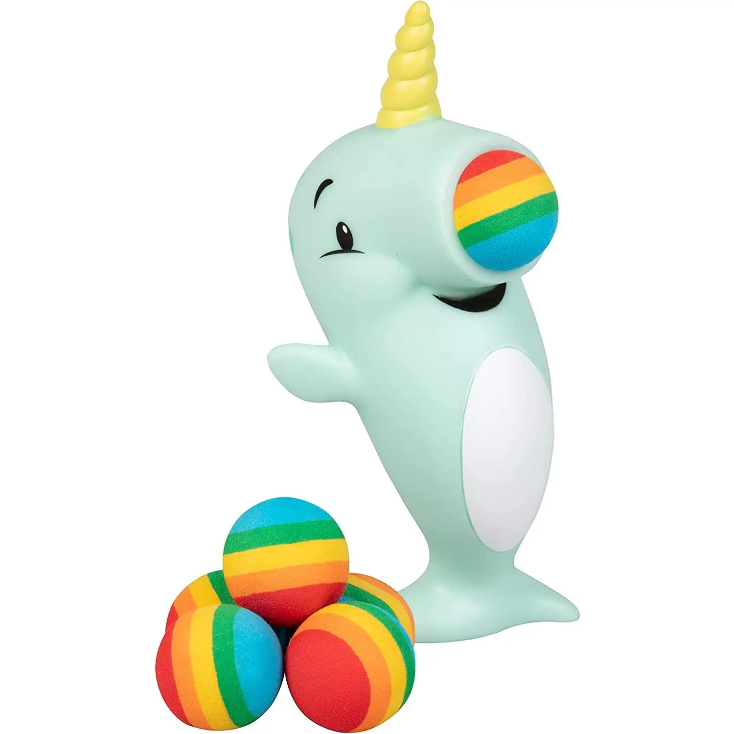 Hog Wild Narwhal Ball Popper Toy - Holiday Stocking Stuffer Includes 4 Soft Foam Balls - Squeeze to Pop Air Powered Balls Up to 20 Feet - for Indoor/Outdoor Play- Christmas Gift for Kids, Girls, Boys