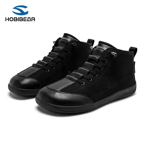 HOBIBEAR Men's Minimalist Barefoot High-Top Canvas Boots - Wide Toe Box, Slip-On, Rubber Sole, All-Season Use Outdoor Walking Shoes (TikTok Shop Back to School)