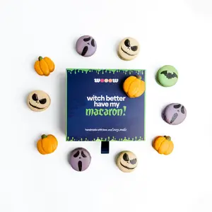 Halloween Macarons Gift Box – Limited Edition Spooky Shapes & Flavors | Halloween Macarons | Halloween Cookies | Spooky Macarons | Gift Box Halloween Treats