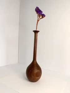 Artisan Black Walnut Vase - 10-Inch Hand-Turned Wood Bud Vase