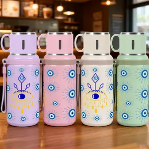 1pc 20oz Stainless Steel Tumbler with Evil Eye and Geometric Pattern Print, Suitable for Sports, Fitness, Outdoor Travel Outdoor Durable Large Capacity Hiking Stainless Steel Cup Suitable for gifts for friends,