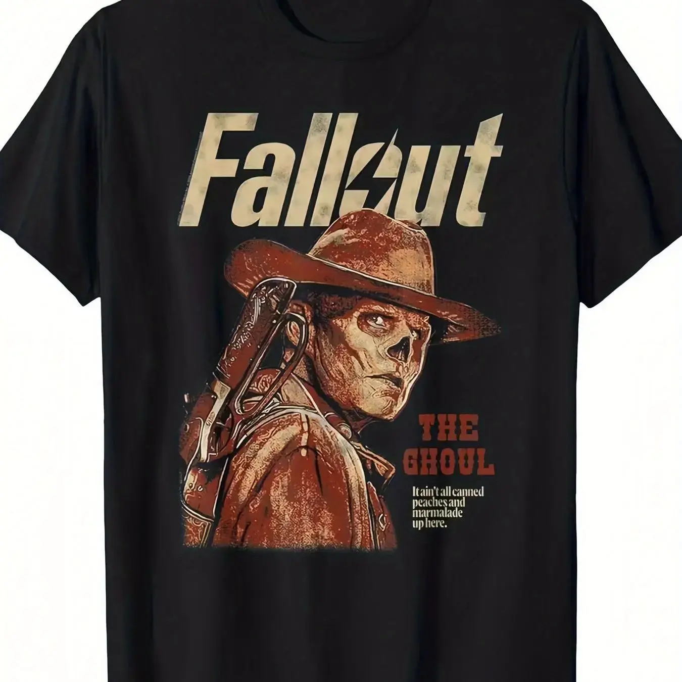 Men's Fallout Inspired Cotton Graphic Tees - Ghoul Artwork Print, Custom Fit Round Neck Casual Short Sleeve Streetwear Top for Gamers, Multi-Size Menswear Shirt