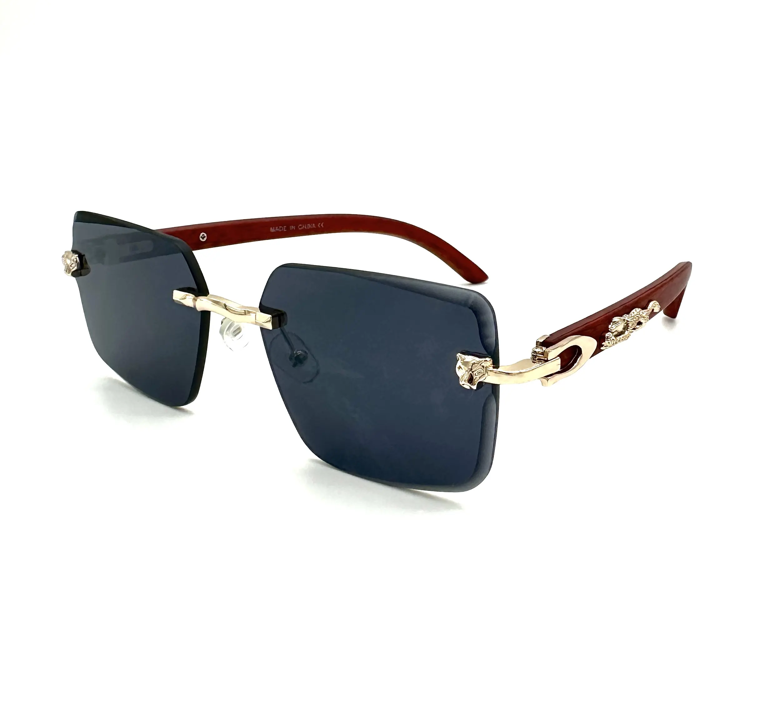 Men's Classy Style Wood Buff Retro 90s Hip-Hop Rapper Rimless Shades Sunglasses