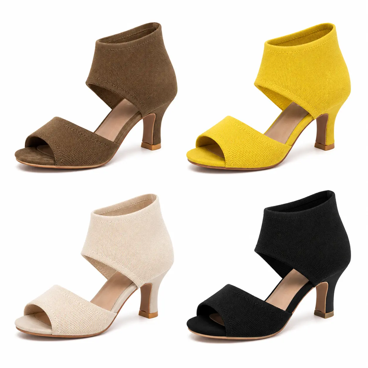 Women's Elegant Open-Toe Block Heel Sandals - Chic Ankle Strap Shoes for Wedding, Evening Events
