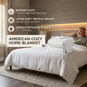 Garvee Heated Electric Blanket Queen Size 84x90 Dual Control Waffle Flannel Fast Heating Throw With 4 Levels And Auto Shut Off
