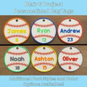 Baseball Bag Tag w/Ring & Clip | Personalized Name Tag | Custom Name Tag | Luggage Tag | Team Bag Tag | Keychain | Ornament