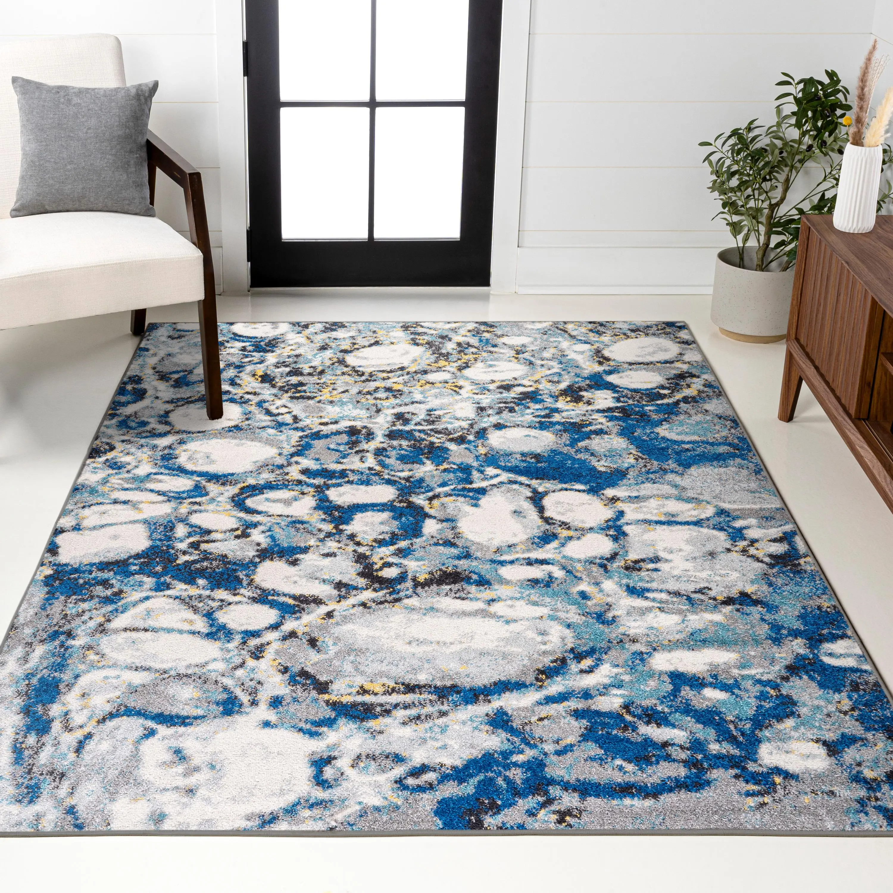 JONATHAN Y Pebble Marbled Abstract Indoor Area Rug; for Living Room, Kitchen, Bedroom, Dining Room, Office