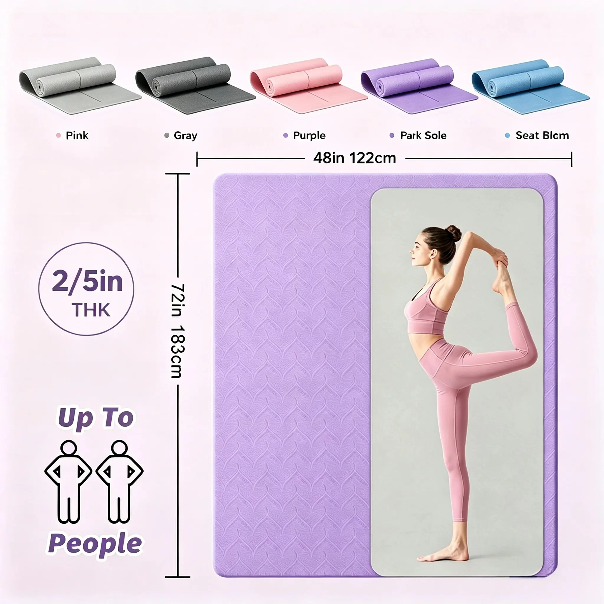 Extra Thick TPE Yoga Mat - 6'x4', 0.33in Anti-Slip Fitness Gear with Alignment Lines, Home Gym Equipment for Pilates & Home Workouts, Ideal for Men & Women, Fitness for Everyone, Gym Matt For Home Gym