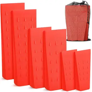 Tree Felling Wedges with Spikes, 6 pcs, 5.5", 8" & 10", Orange Wedges with Storage Bag, Splitting Wedge, Plastic Wedges for Tree Cutting, Logging Tools and Equipment, Chainsaw Wedges for Trees