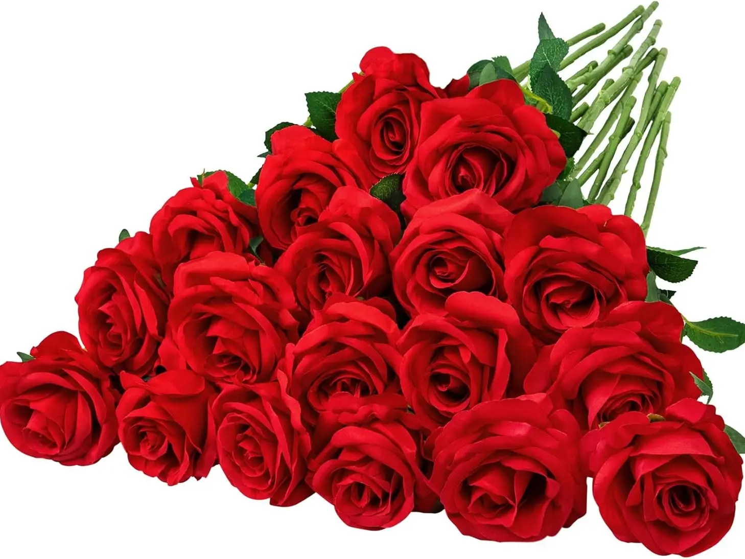 Valentine's Day Flowers: 20 Pcs artificial Red Roses with Long Stems Decor Decorative