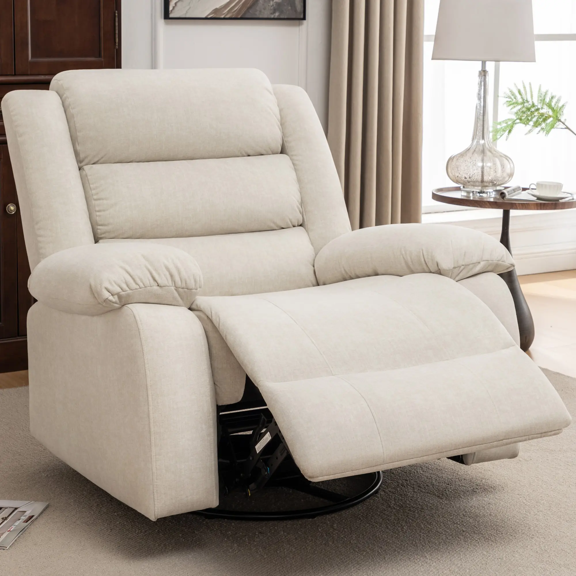 Recliner Chair, Wide Rocker Chair, Rocking Chair with Massage and Heat,360°Swivel Nursery Rocking Chairs, Oversized Recliner for Adults, Cashmere Reclining Sofa for Living Room Relaxation Elegant Soft