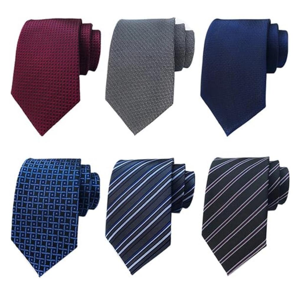 6PCS Classic Men's Silk Tie Necktie Woven Neck Ties Pocket Square Cufflinks Tie Set for Wedding Business
