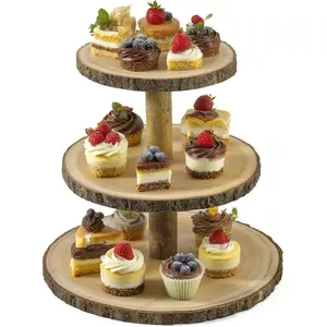 Cupcake Stand  Dessert Stands 3 Tier Cupcake Tower Large Cupcake Display Stand Rustic Cupcake Tier Stand for Woodland  Shower Decorations,Wedding,Birthday,Party,Farmhouse Decor