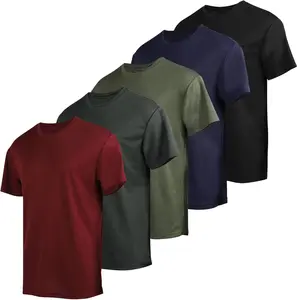 5-Pack Men’s Workout T-Shirts – Running/Athletic Quick-Dry Short-Sleeve Crew Neck Polyester Summer Performance Tees