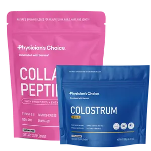 Physician's Choice Gut Glow Up Bundle: Gut, Immune, Hair, Skin & Nail Support with Collagen Peptides & Colostrum Gold Powder