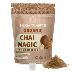 Mega Plants - Chai Magic (50 Servings) | Superfood 5 Mushroom Powder Blend for Focus, & Energy + | Coffee Alternative | Organic - Non-GMO, Vegan