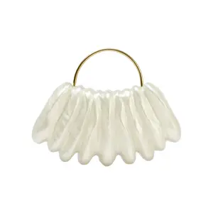 Women Acrylic Shell Shaped Clutch Luxury Marble Acrylic Evening Handbag Unique Chain Shoulder Bag Wedding Party Purses
